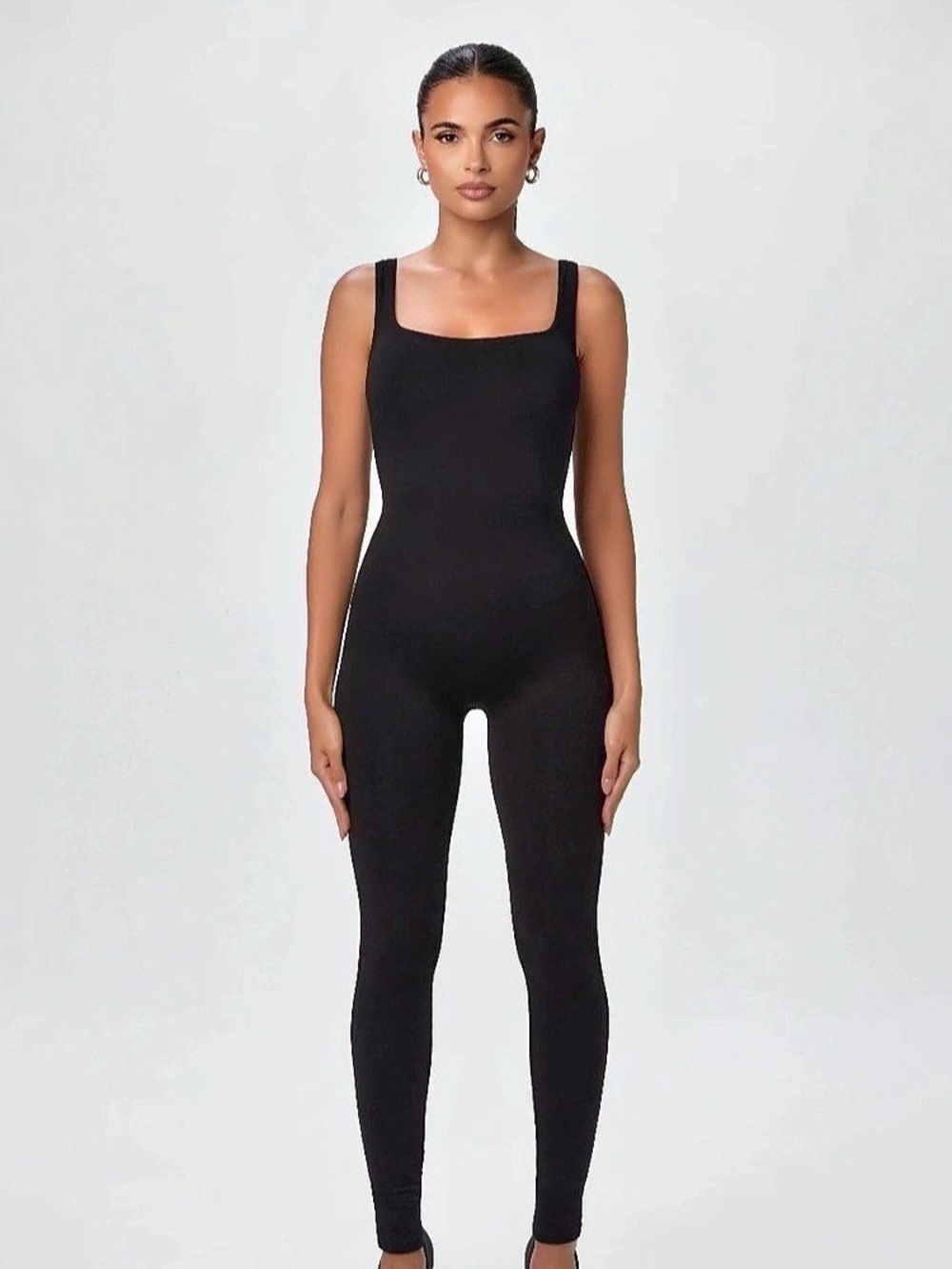 Auruza Workout Jumpsuit Seamless Ribbed Yoga Unitard Black XS